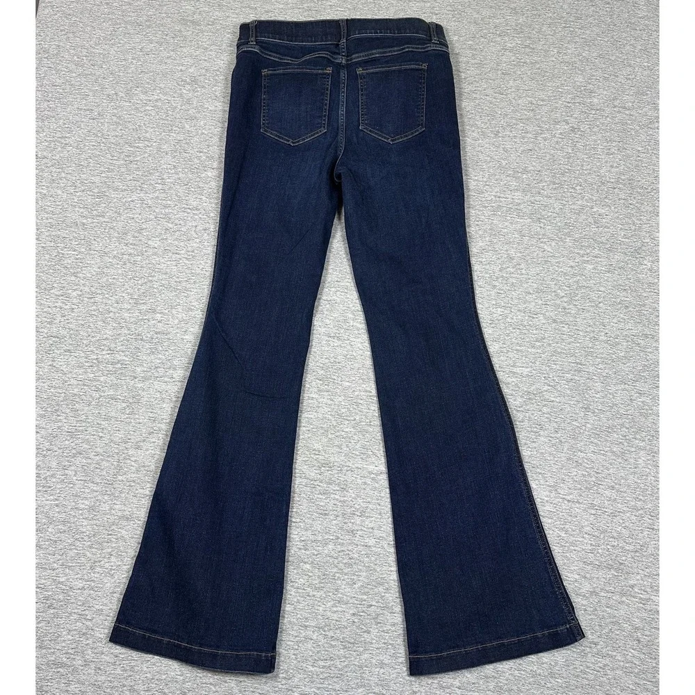 Spanx Jeans Womens Size Large Tall Flare Blue Pull On Stretch Shaping Denim